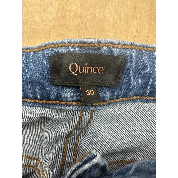 Quince Bella Stretch Relaxed Straight Jeans Atlantic Blue Organic Cotton Size 30 - Picture 2 of 7